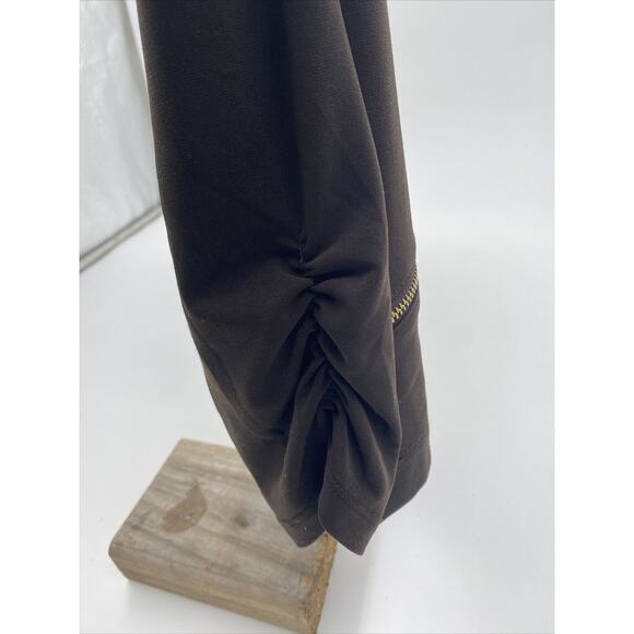 Chicos 3 Jacket Womens XL Maroon Faux Suede Gold Zip Up Pockets Collarless Coat - Picture 5 of 6